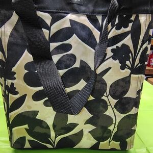 Thirty-One Black and Cream Botanical Tote